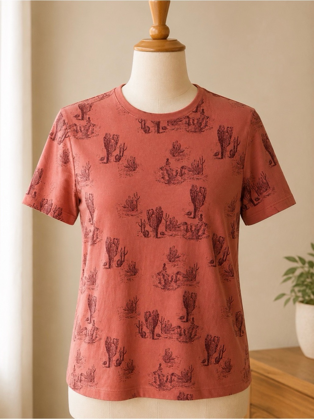 Goodfellow & Co Desert Cactus Print Crewneck Tee - Terracotta color